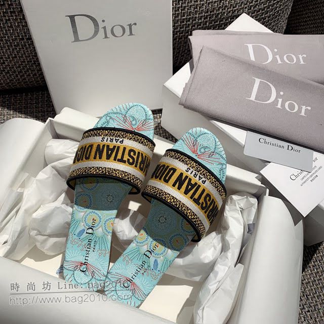 DIOR女鞋 迪奧2021專櫃新款磨砂新大底涼拖 Dior一字型刺繡平拖  naq1497